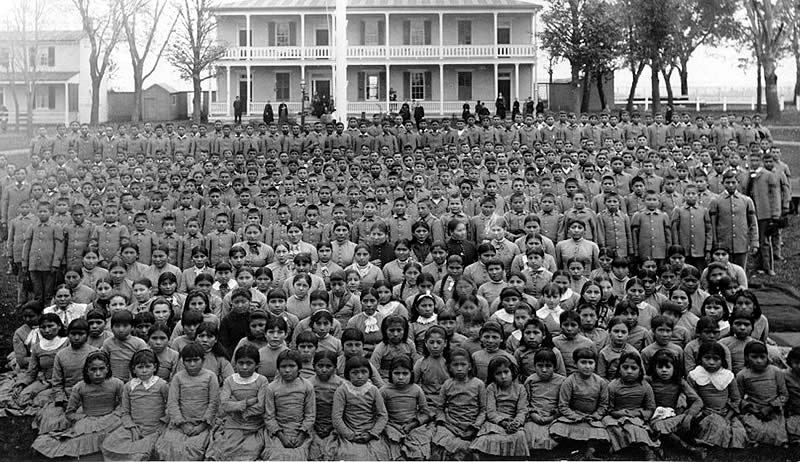 Children at the Carlisle Industrial School, a Native American Boarding School. Credit: Phaedriel/CC