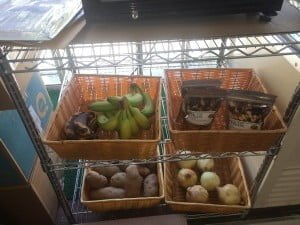 Fresh fruit, nuts, seeds, and produce.