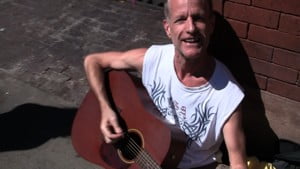 Down on the streets of Broadway Street, Nashville, Tennessee busking.