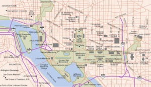 Map showing "Federal Enclave" in the District of Columbia