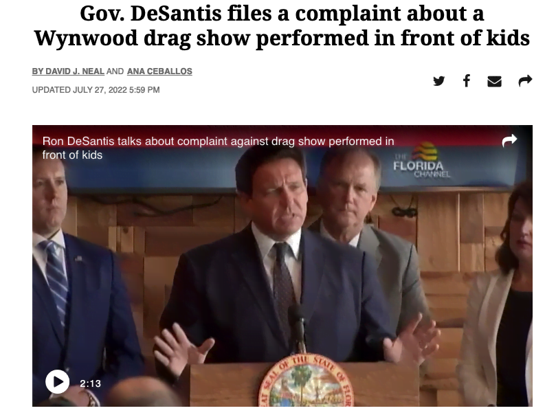 Gov. DeSantis files a complaint about a drag show performed in front of kids 1 gov. desantis files a complaint about a drag show performed in front of kids Screen Shot 2022 07 28 at 6.54.29 AM gov. desantis files a complaint about a drag show performed in front of kids